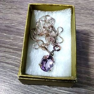 3 - Oval Cut amethyst pendant on Sterling Silver chain